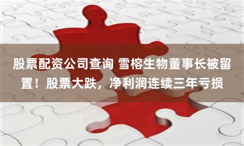 股票配资公司查询 雪榕生物董事长被留置！股票大跌，净利润连续三年亏损