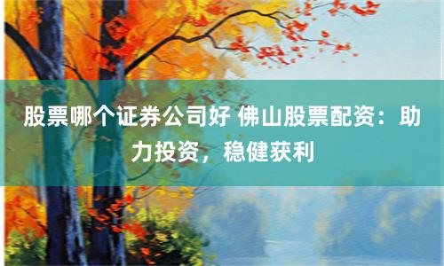 股票哪个证券公司好 佛山股票配资：助力投资，稳健获利
